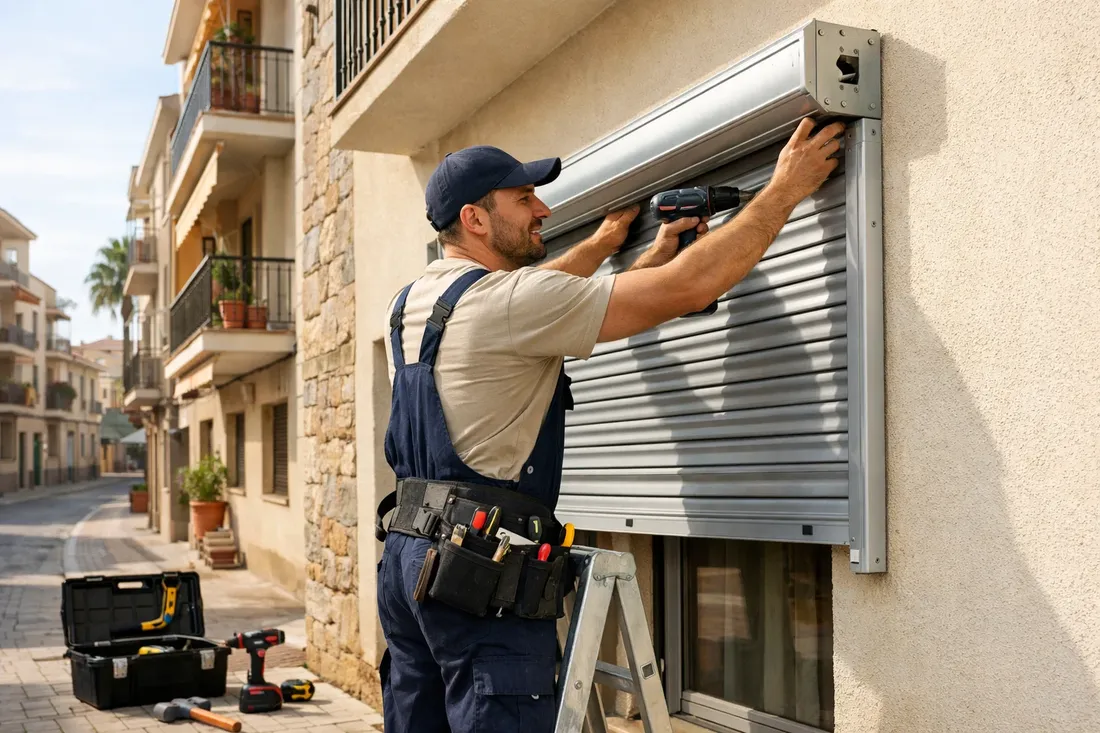 Instalación de persiana nueva de aluminio en ventana de piso en Cornellà de Llobregat