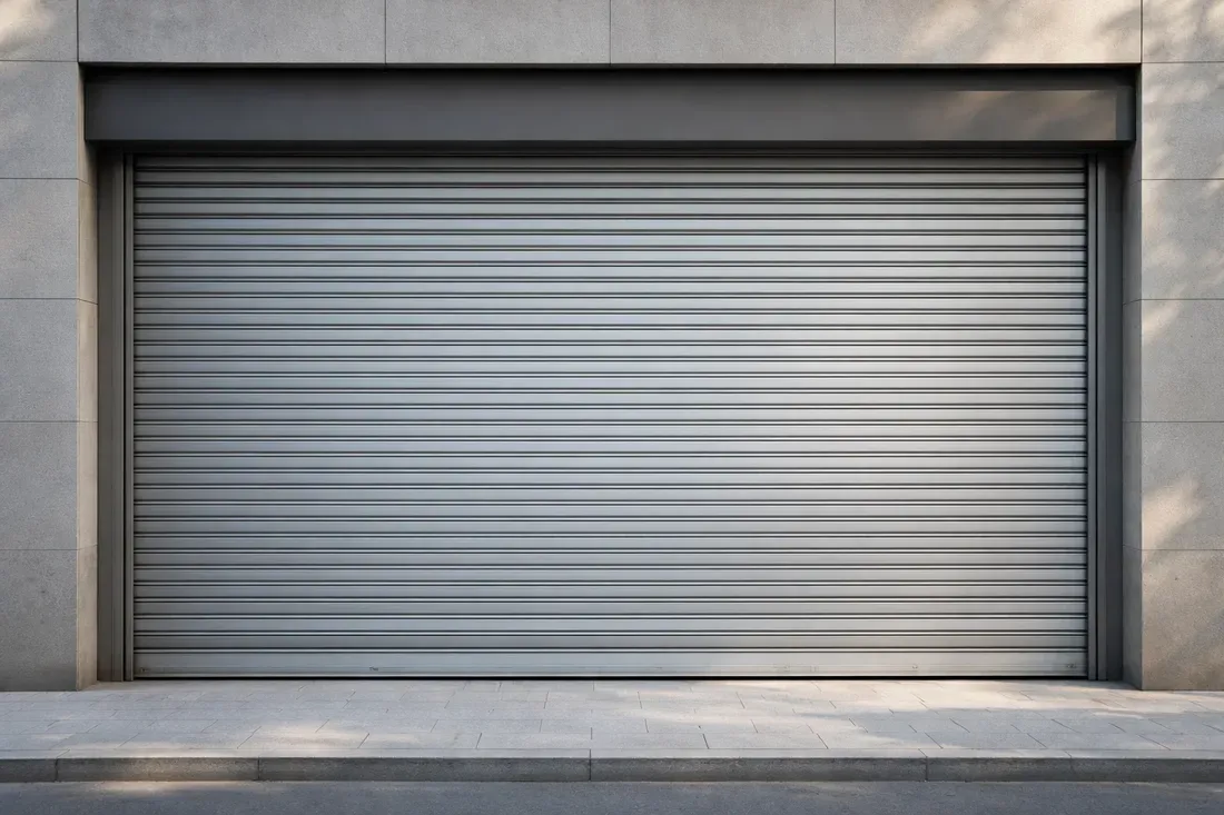 Persiana metálica enrollable instalada en local comercial de Cornellà